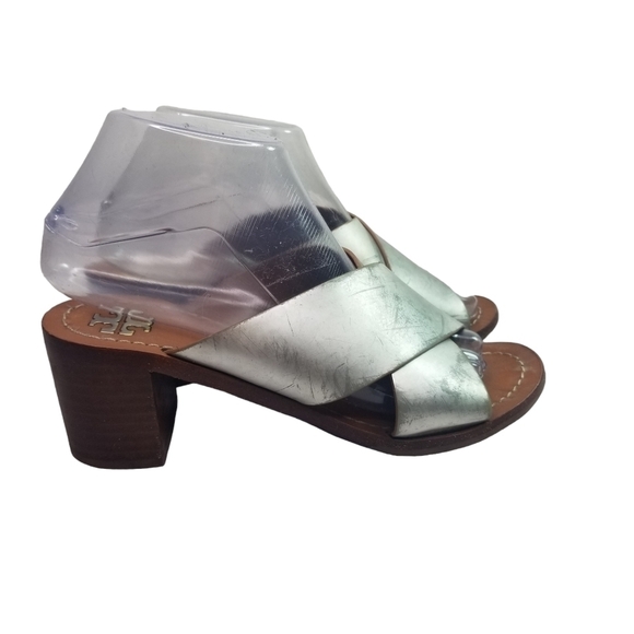 Tory Burch Montrose mirrores silver criss cross sandals - Picture 1 of 11